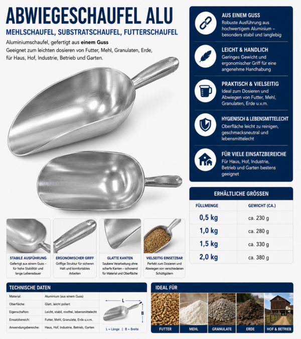 4-teiliges Mehlschaufel-Set Aus Edelstahl – 2 Sch Produktbild-Vorschau 2