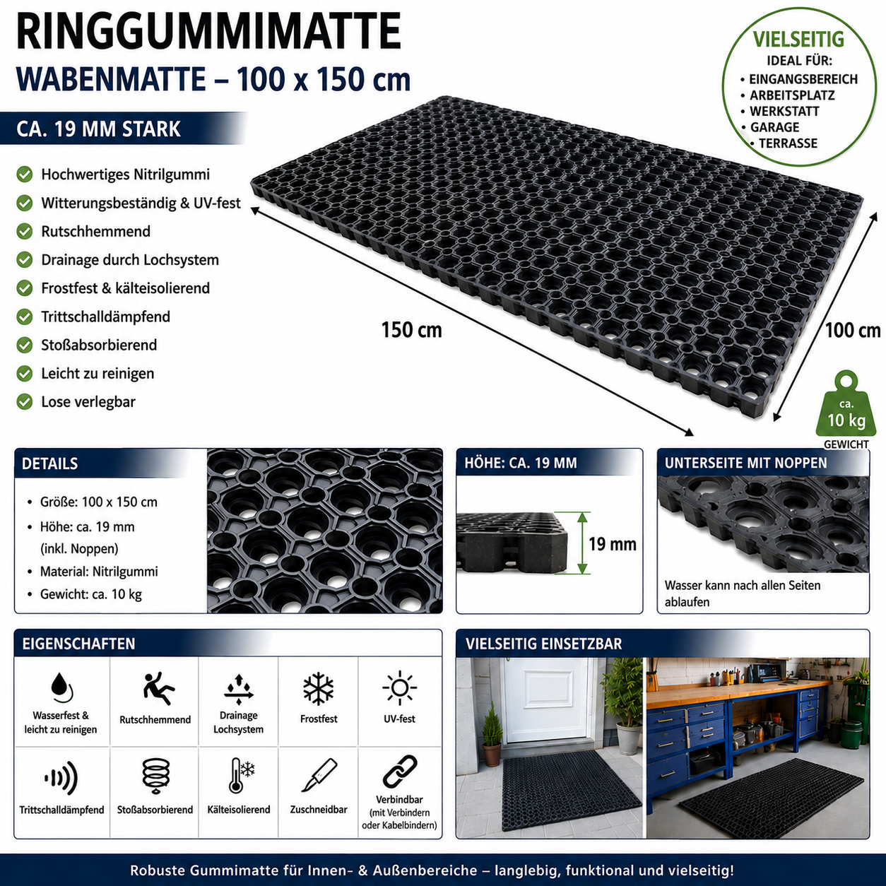 SIROCCO Ringmatte 100x150cm ca. 19mm stark – Bild 2