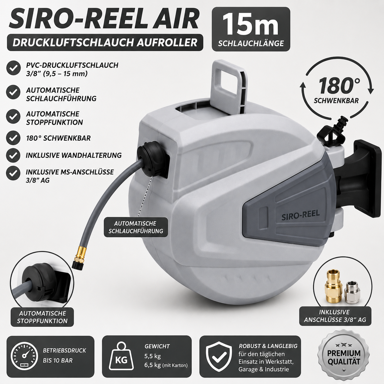 SIROCCO Automatik-Aufroller 3/8", 15m – Bild 2