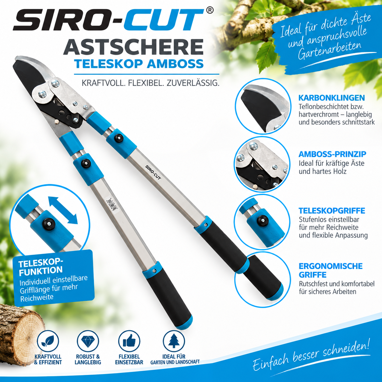 SIROCCO Astschere Amboss Teleskop – Bild 2