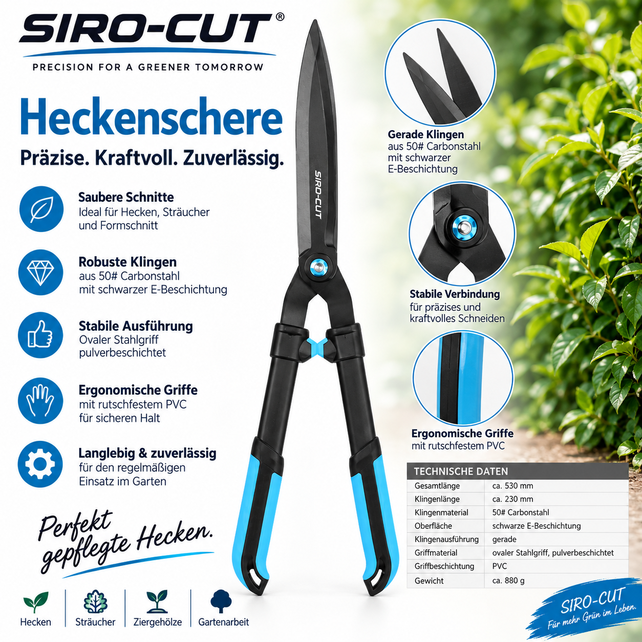 SIRO-CUT Heckenschere gerader Schnitt – Bild 2
