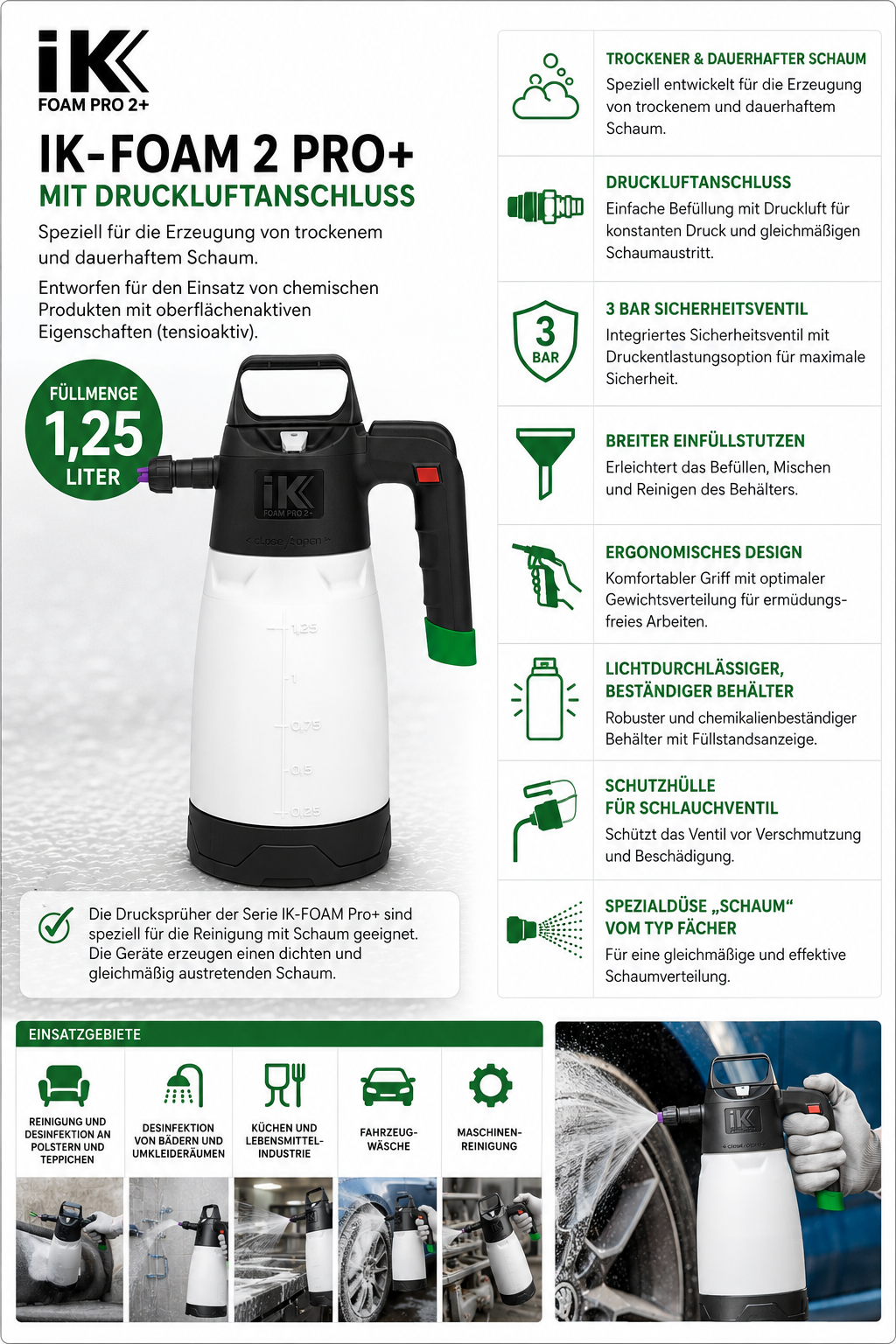 IK Foam Pro 2+ Drucksprüher Goizper Druckluftanschluss – Bild 7