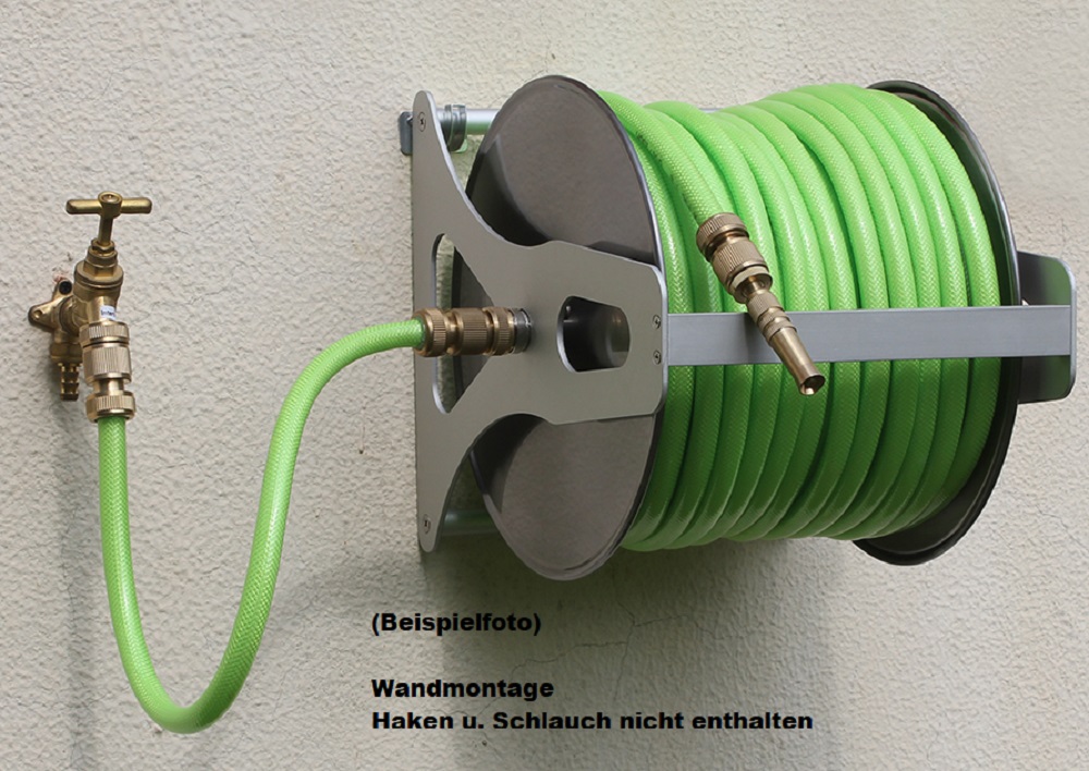 SIROCCO Edelstahl & Messing Wandmontierter Gartenschlauchhalter mit Teleskopgriff 1/2'' Durchmesser – Bild 3