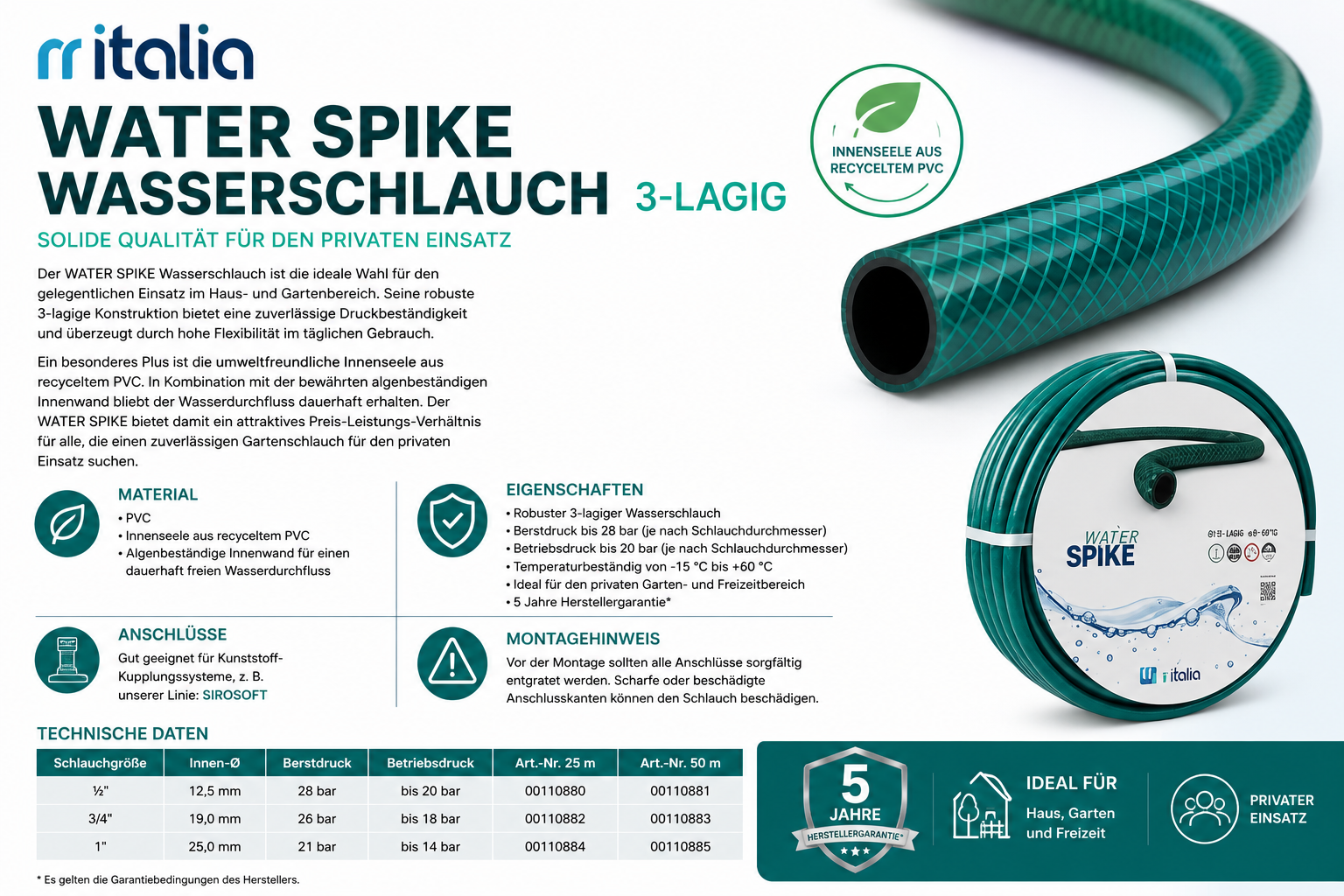 WATER SPIKE Hobby Wasserschlauch 3-lagig – Bild 2