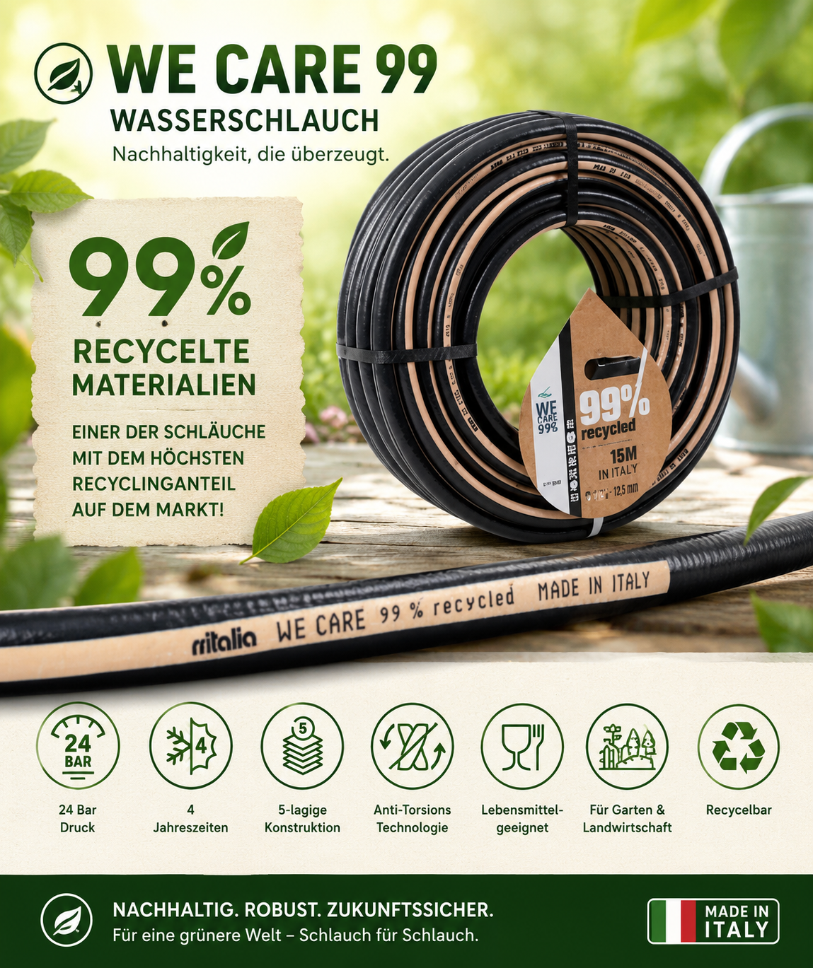 WE CARE 99 RECYCLING Wasserschlauch 5-lagig – Bild 2