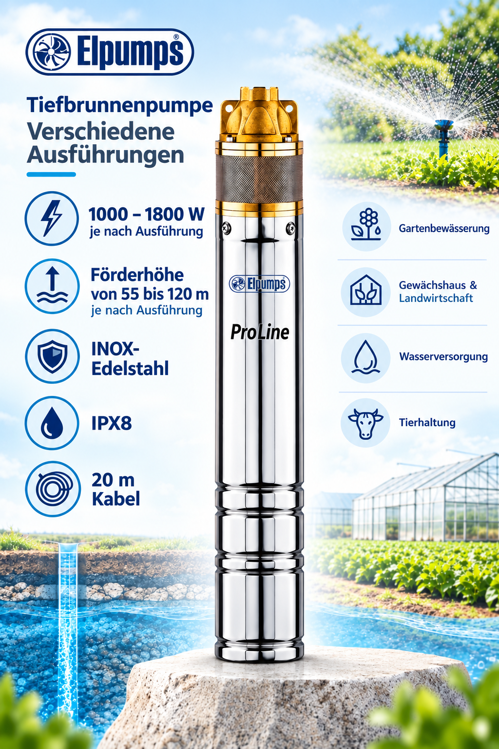 Elpumps Tiefbrunnenpumpe BP 10/4 ProLine – Bild 2