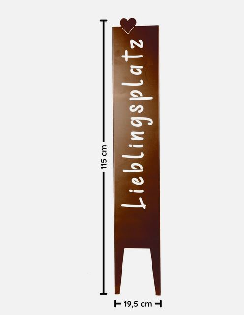 Sirocco Gartenstecker Metallschild Lieblingsplatz rostoptik 115cm Gartendeko – Bild 3