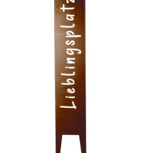Sirocco Gartenstecker Metallschild Lieblingsplatz rostoptik 115cm Gartendeko