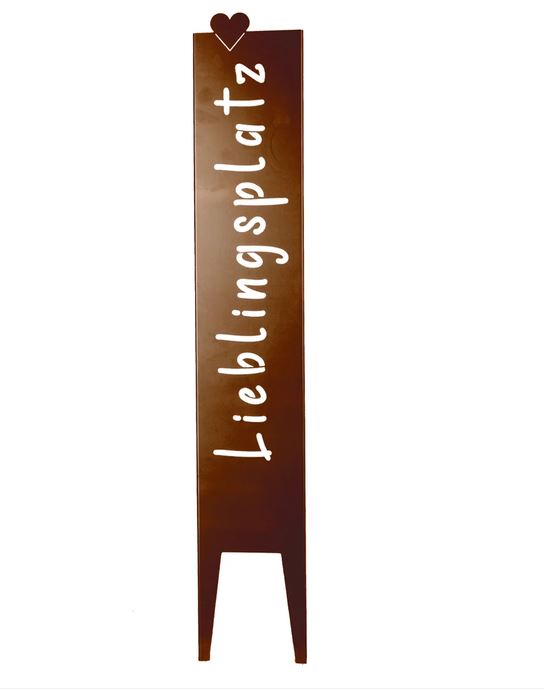 Sirocco Gartenstecker Metallschild Lieblingsplatz rostoptik 115cm Gartendeko