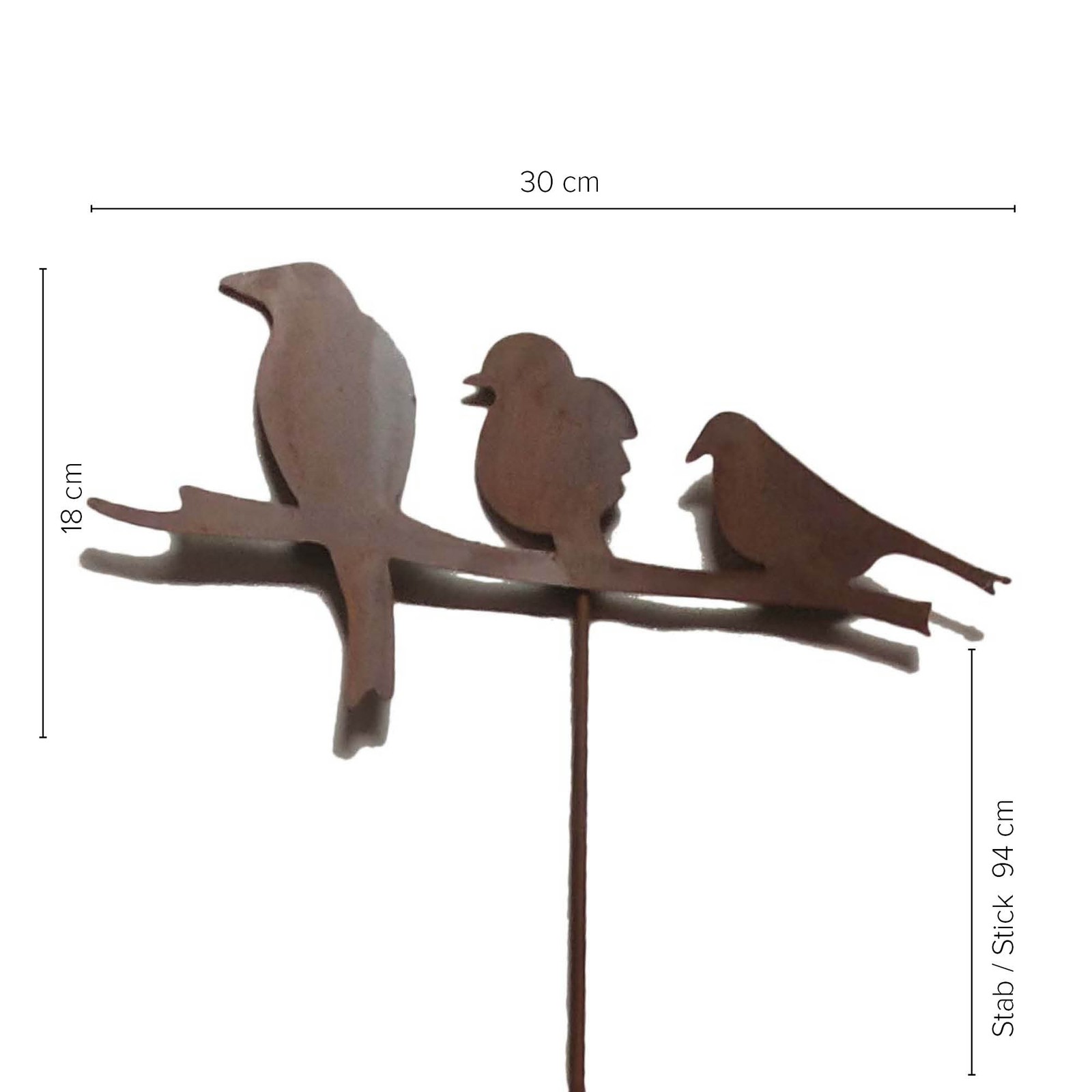 Sirocco Gartenstecker Dekostecker Rost 3 Vögel – Bild 4